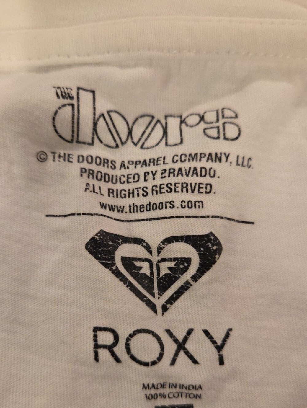 Roxy White Short-Sleeve Graphic Tee with Faded Portrait Print The Doors - Picture 4 of 4